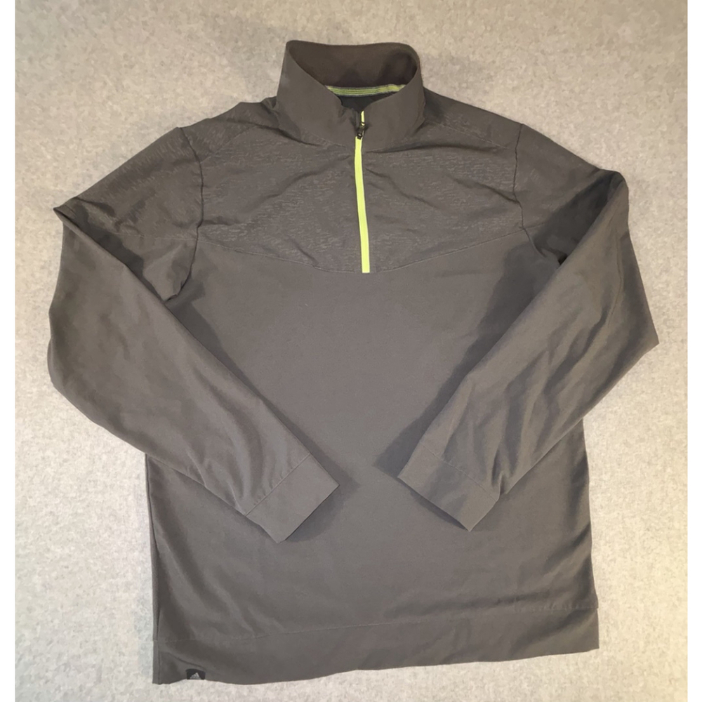 Adidas Golf‎ Quarter Zip Wind Pullover Gray Neon Logo Mens Medium Jacket